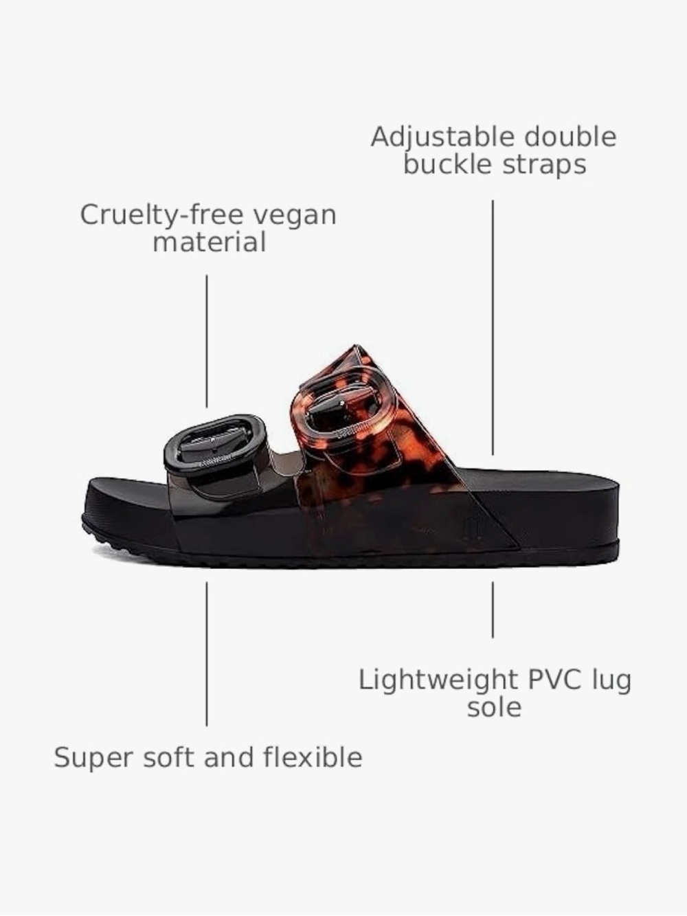 Melissa Jelly Slide Sandals in Tortoiseshell - Black & Brown - Picture 4 of 14